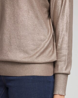 Foil V-Neck Relaxed Pullover Sweater