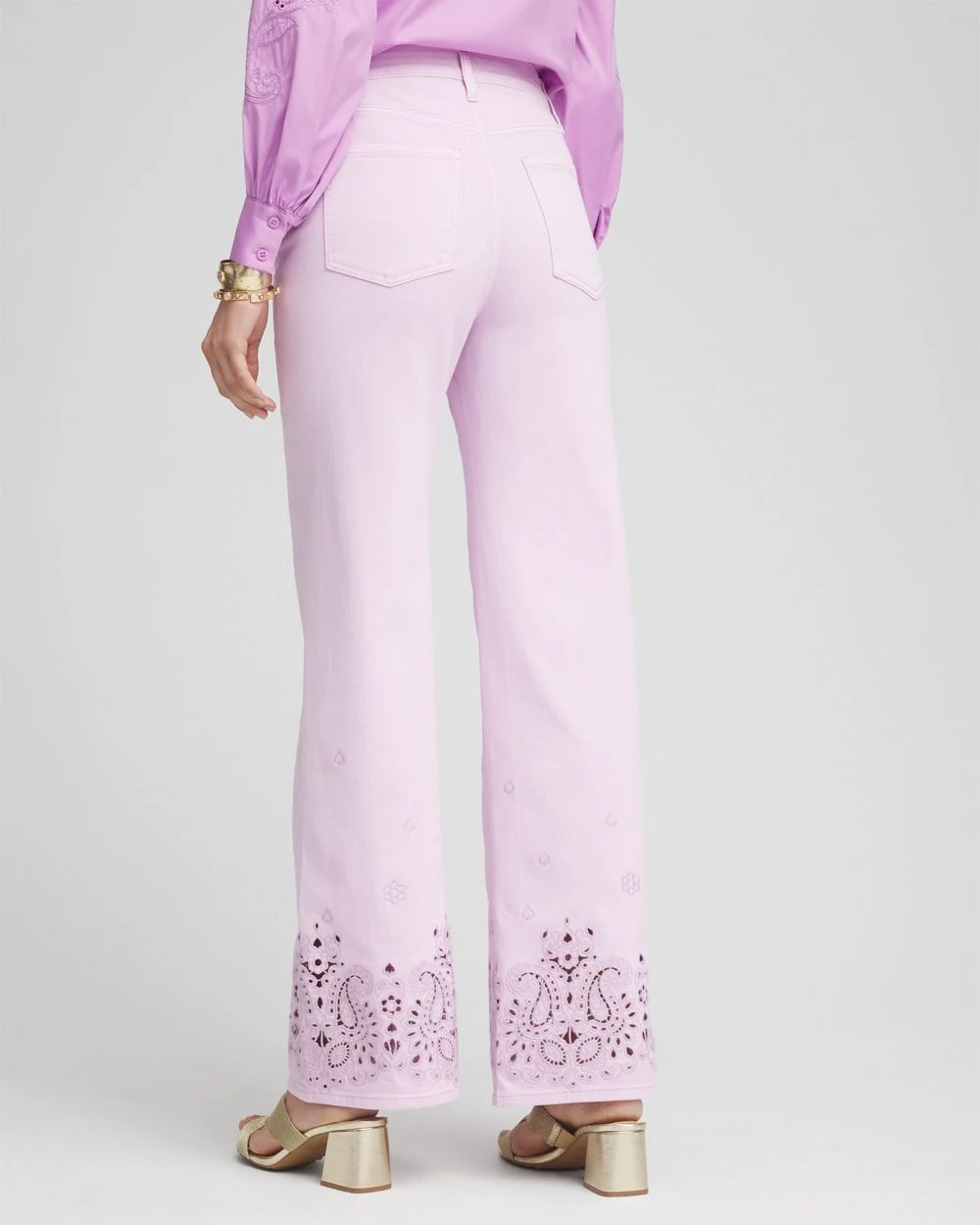 Lavender Eyelet High-Rise Jeans