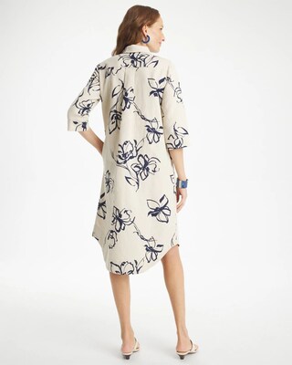 Printed Linen-Cotton Shirtdress click to view larger image.