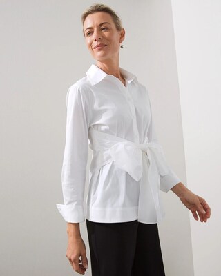 Black Label Poplin Tie Front Shirt