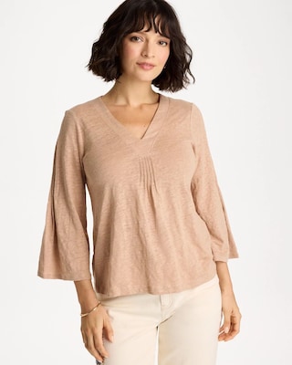 Linen Pleated Pintuck Tee click to view larger image.