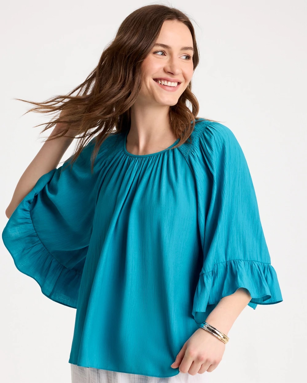Crinkle Satin Swing Blouse, photo 1 of 5