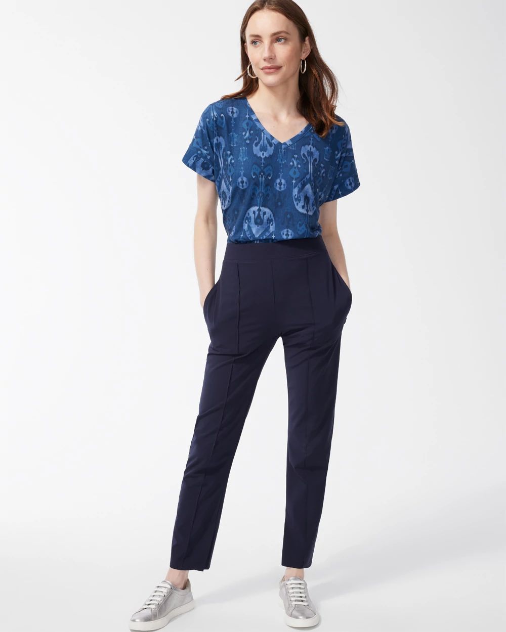 Zenergy Ikat Print V-Neck Tee