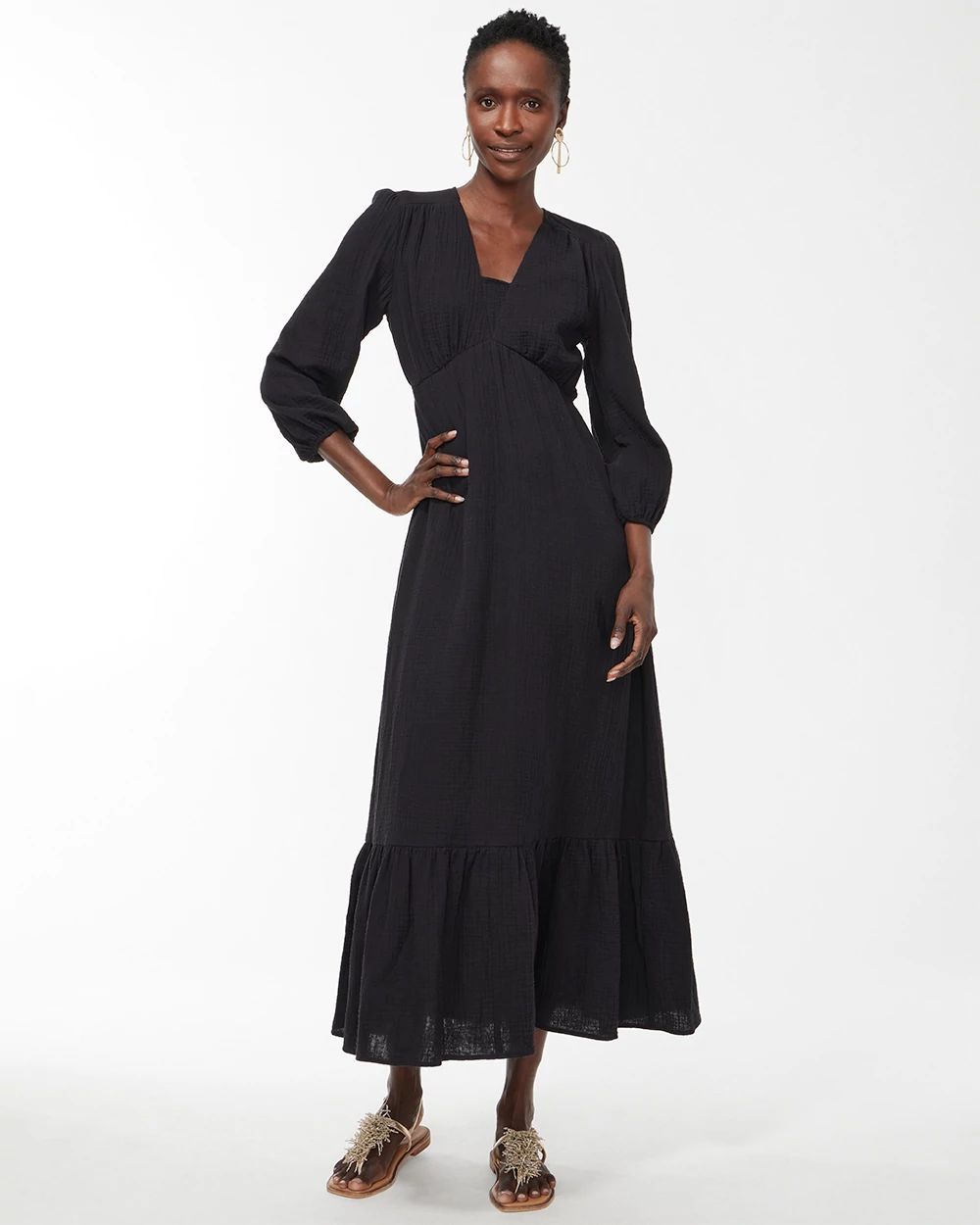 Gauze Tiered Hem Maxi Dress