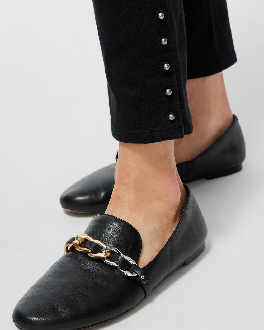 Studded Hem Pull-On Ankle Jeggings