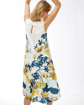 Tie-Back Floral Trapeze Dress