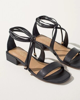Black Leather Lace Up Sandals