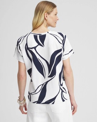 Touch of Cool™ Leaf Print Shoulder Detail Tee