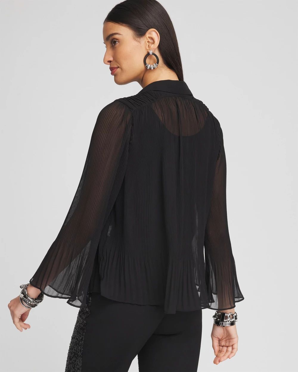 Sheer Pleated Blouse