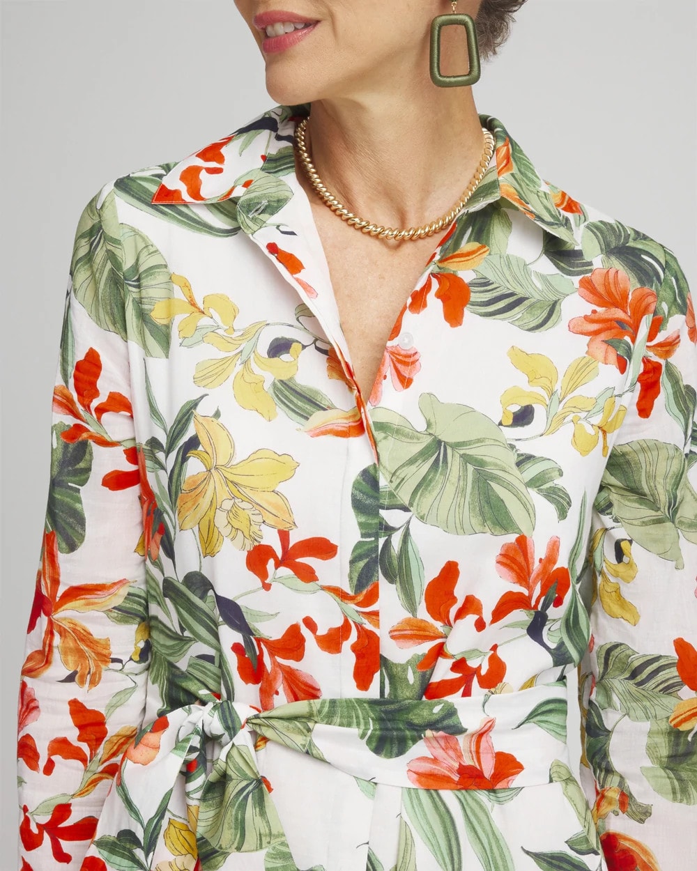 Silk Blend Orchid Shirt Dress