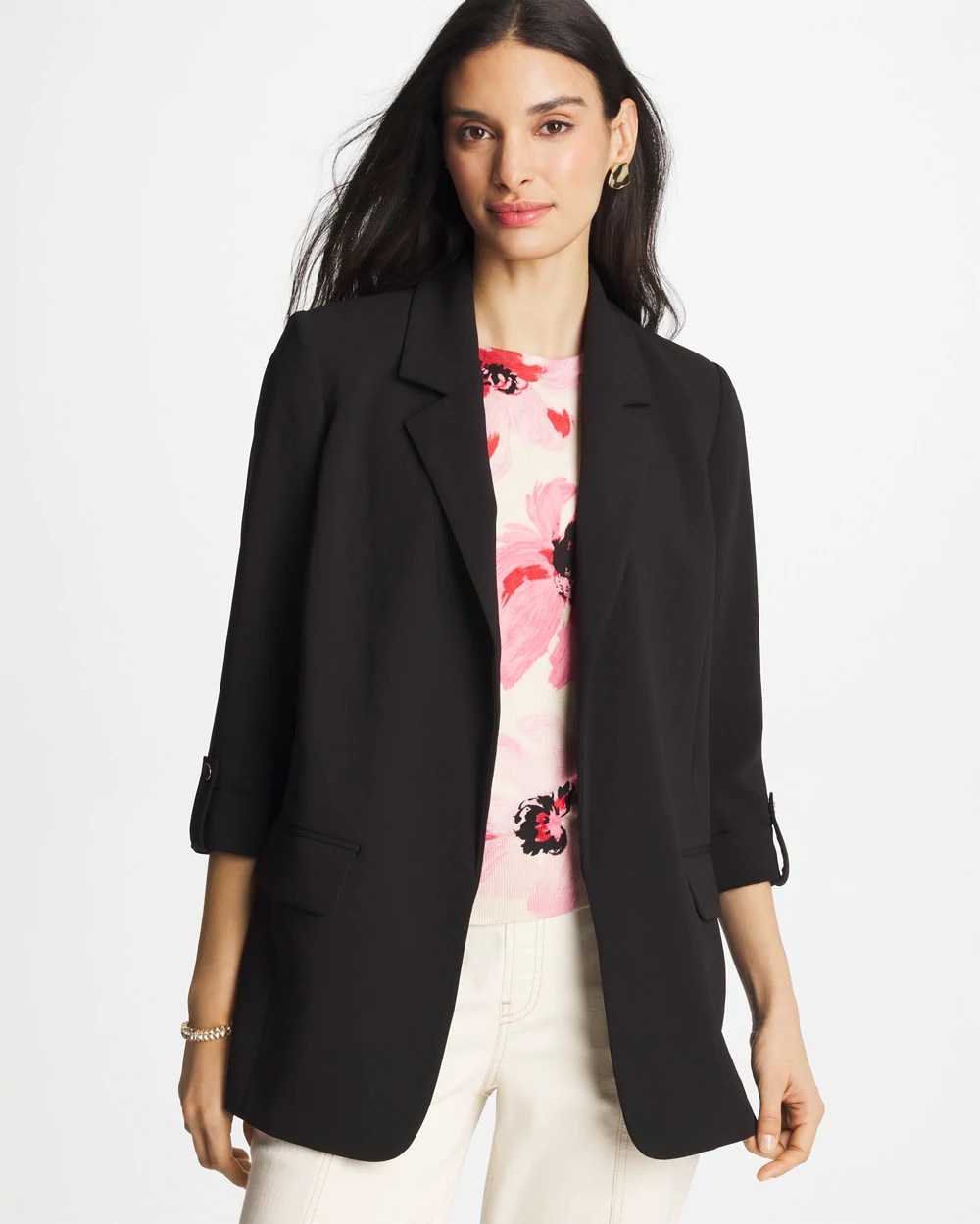 Chico's Crepe Blazer In Black