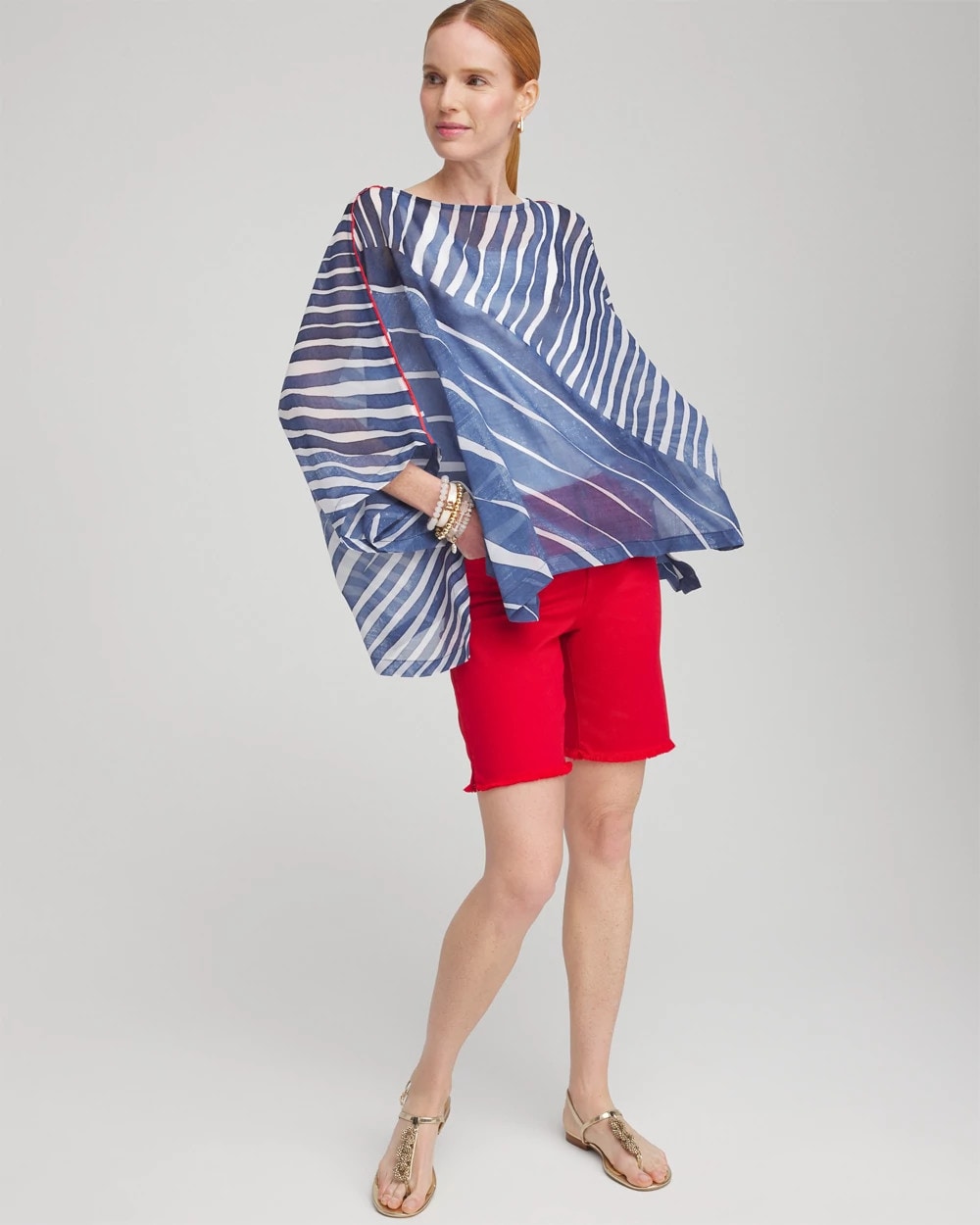 Girlfriend 7" Fray Hem Denim Shorts