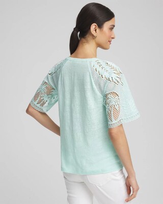 Linen Crochet Lace Short Sleeve Tee click to view larger image.