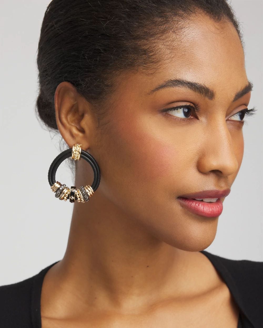 Black & Goldtone Charm Earrings