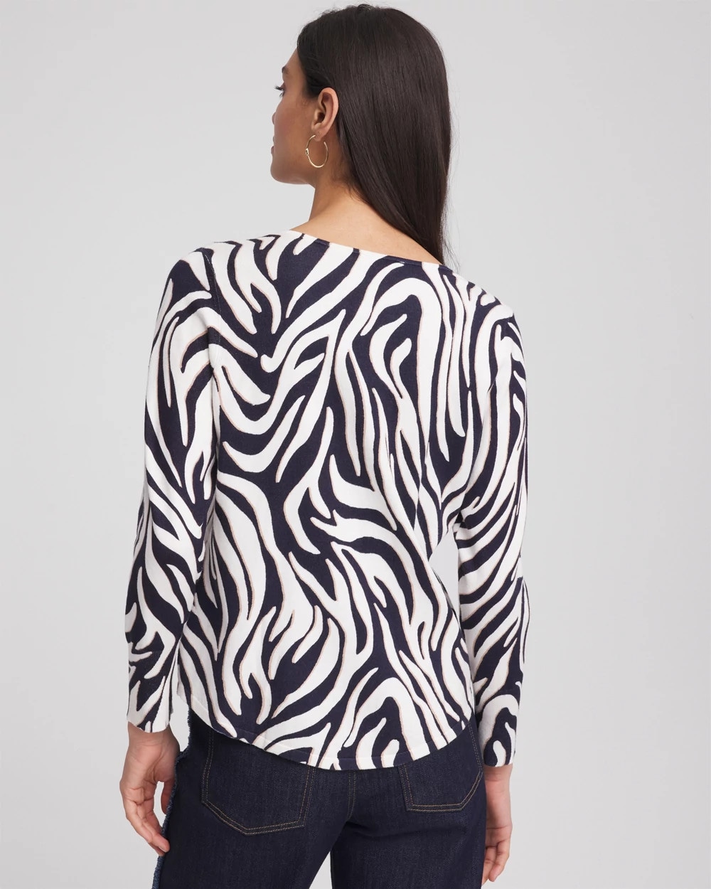 Ella Zebra V-Neck Pullover Sweater