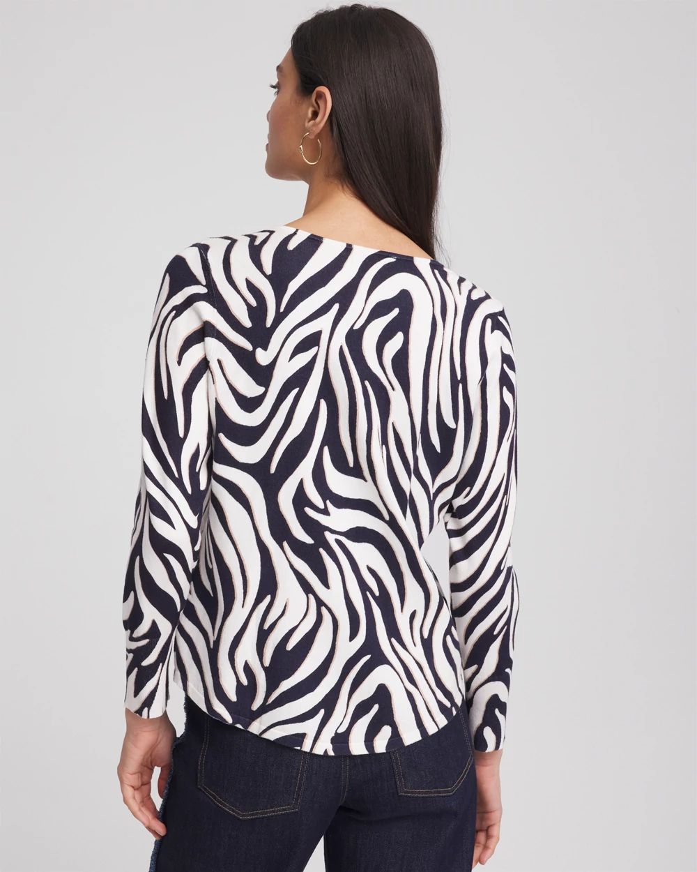 Ella Zebra V-Neck Pullover Sweater click to view larger image.