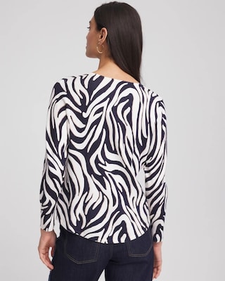 Ella Zebra V-Neck Pullover Sweater click to view larger image.