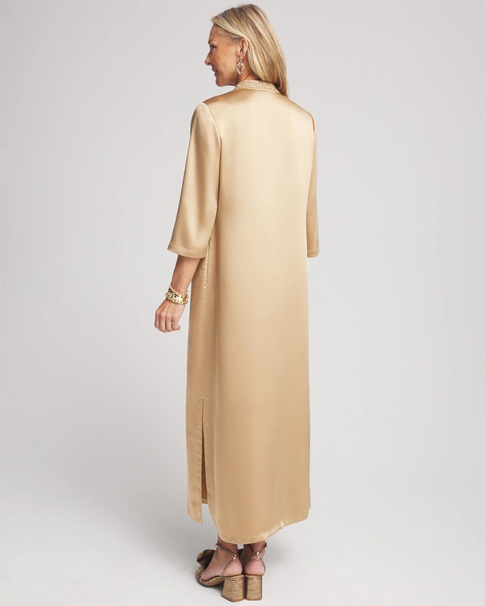 Petite Embellished Satin Maxi Dress