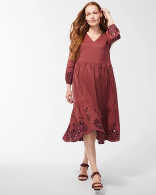 Poplin Eyelet Midi Dress