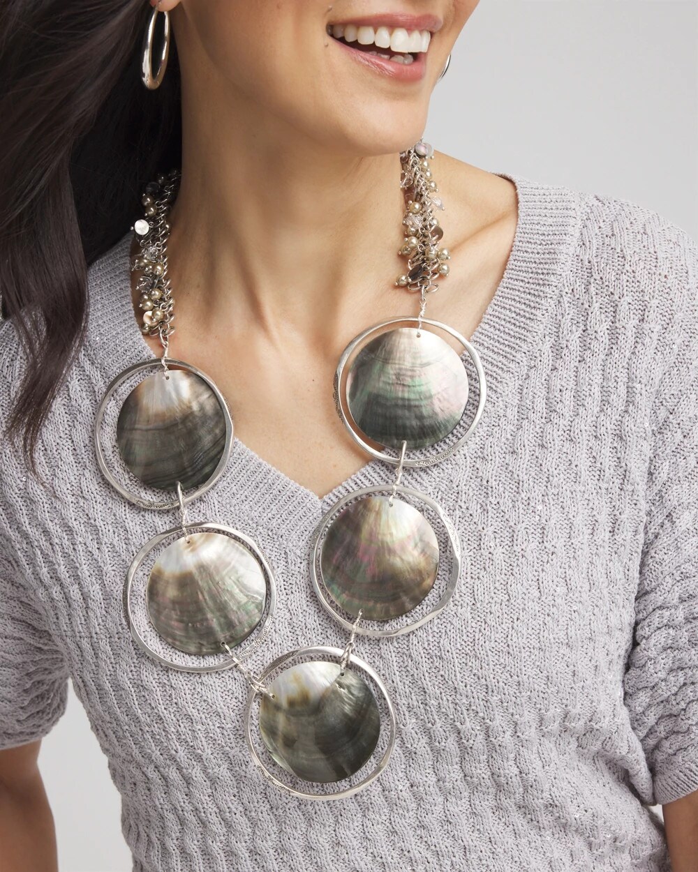 Chico's Originals Genuine Black Lip Shell Necklace