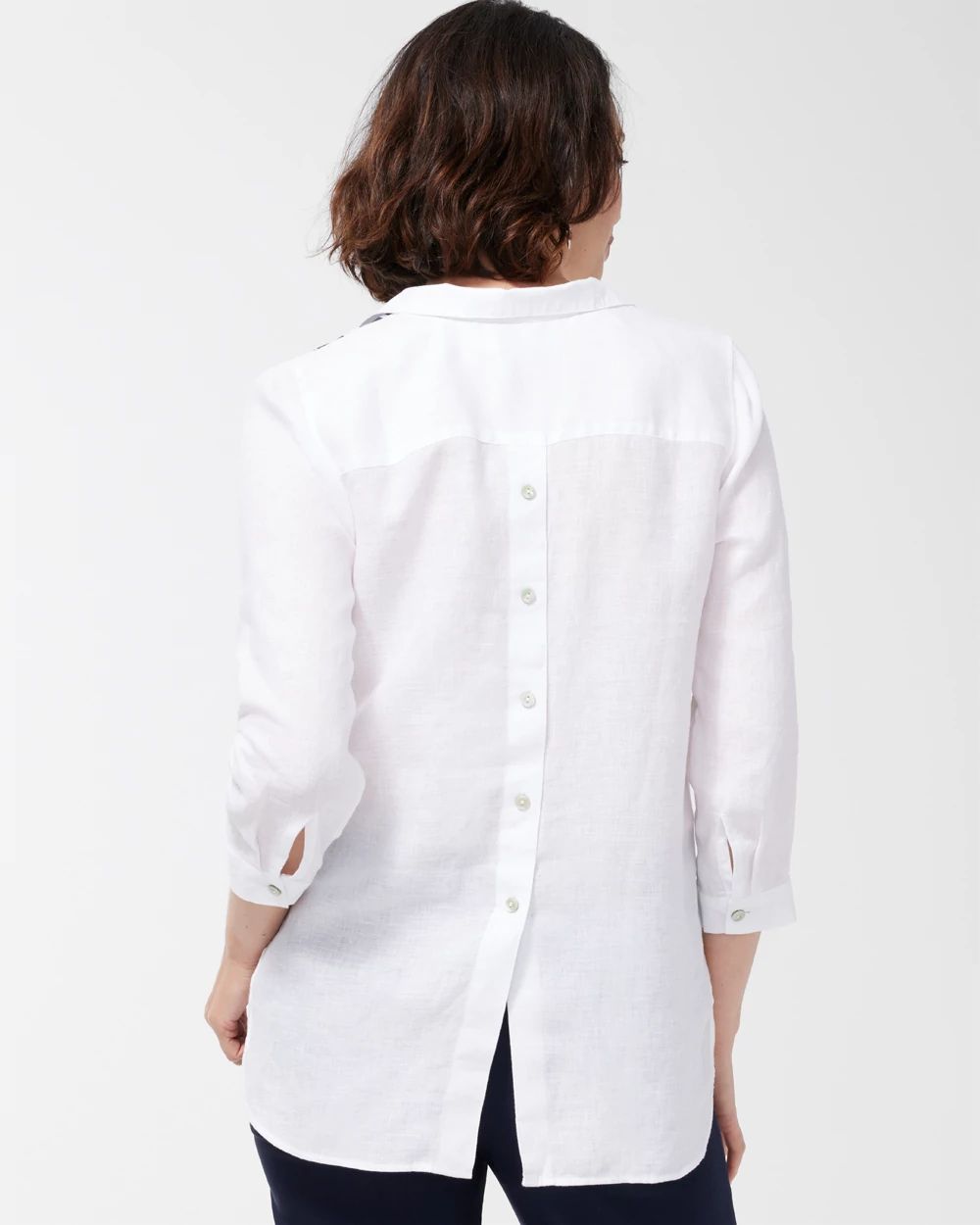 No Iron Linen Palms Button Back Tunic
