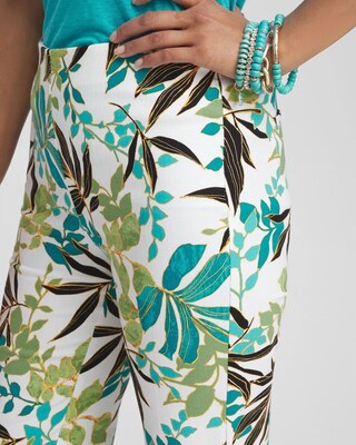 Juliet Palm Print Straight Cropped Pants
