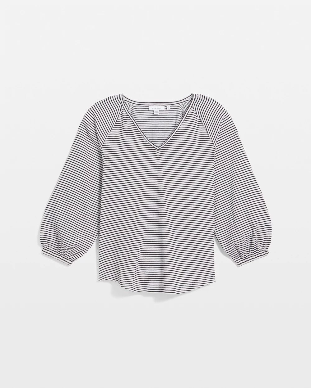 Striped Crinkled Raglan Top