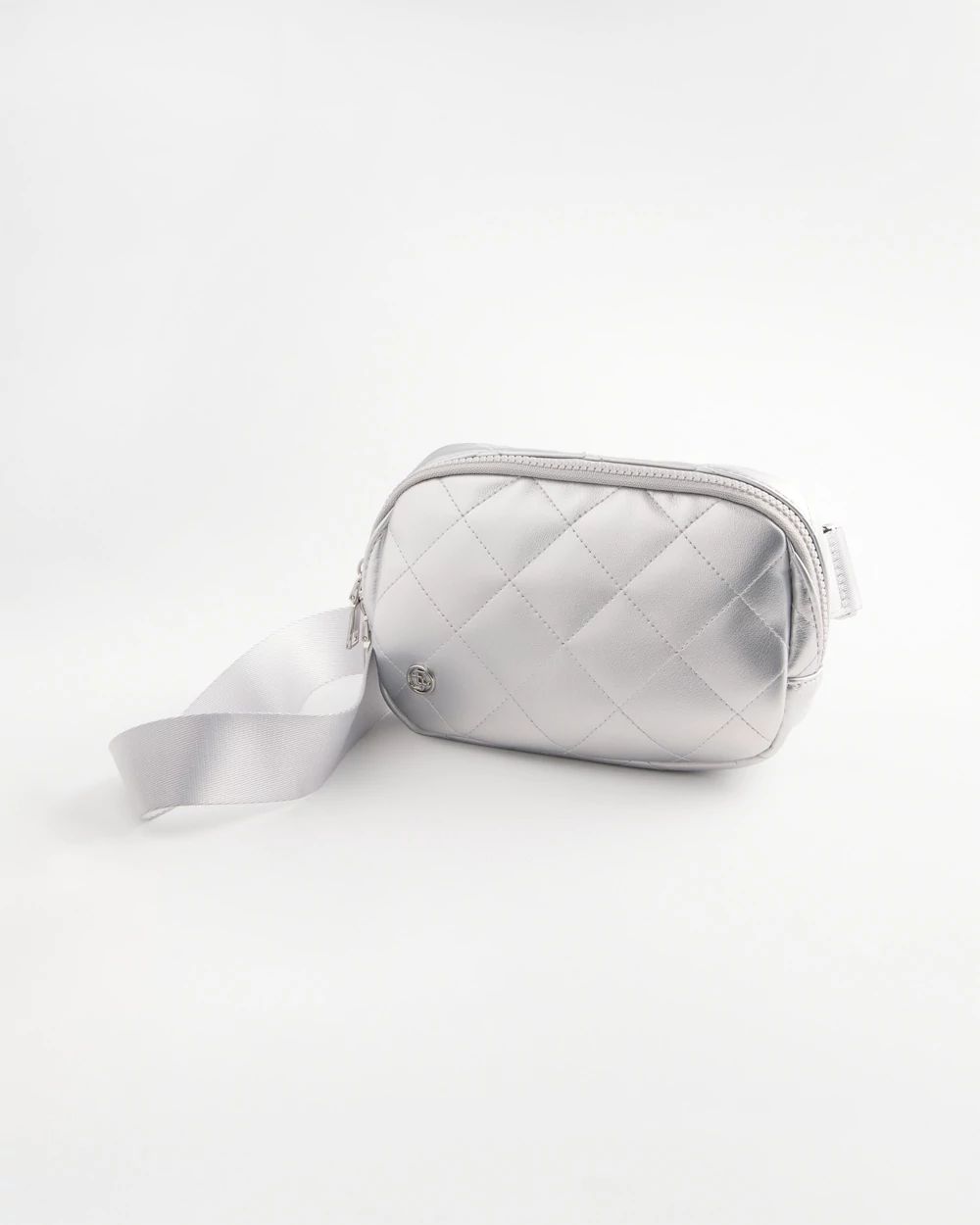 Metallic Silver Quilted Belt Bag