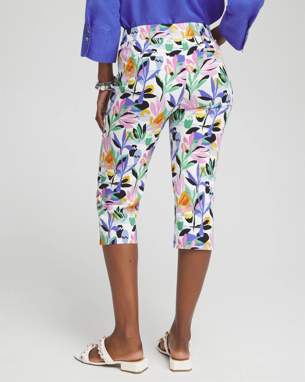 Petite Brigitte Tropical Print Capris