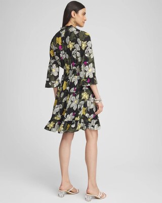 Botanical Ruffle Bell Sleeve Dress click to view larger image.