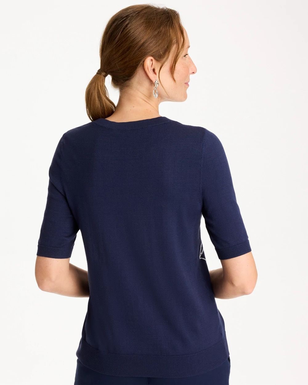 Ella Short-Sleeve Floral Sweater click to view larger image.