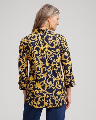 No Iron™ 3/4 Sleeve Filigree Print Shirt