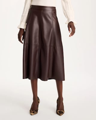 Chocolate Faux Leather Skirt click to view larger image.