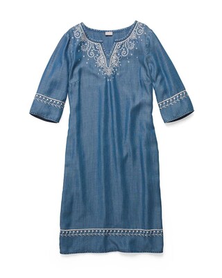 Embroidered Denim Dress