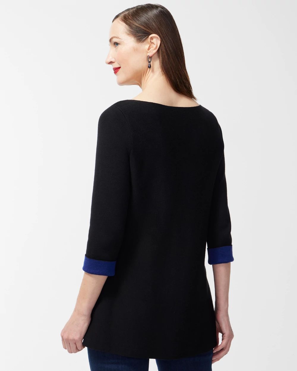 Black Double Knit Pullover Sweater click to view larger image.