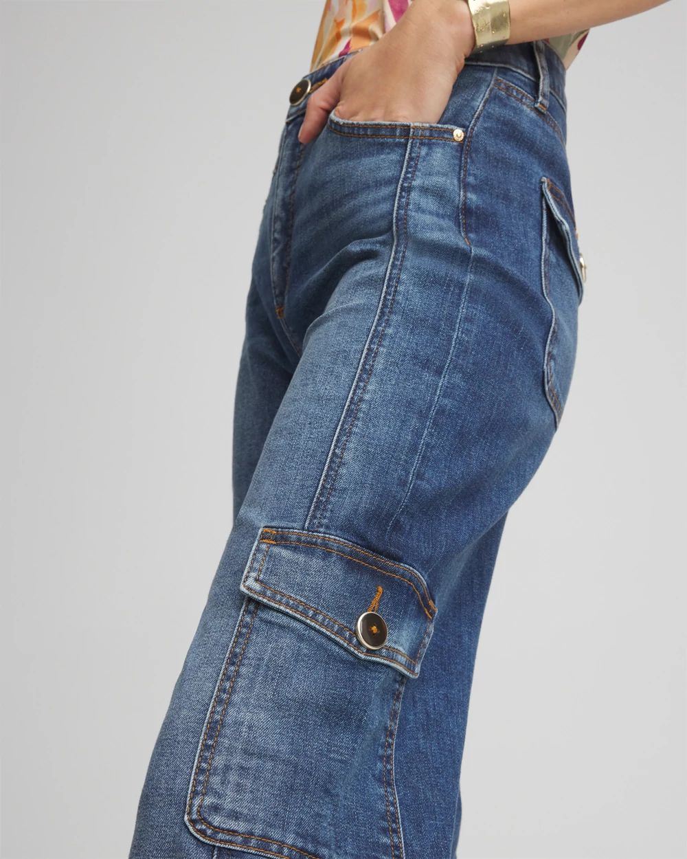 Petite High-Rise Wide-Leg Utility Jeans