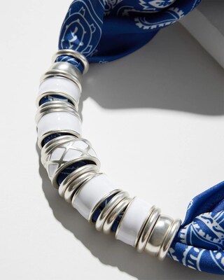 White & Blue Scarf Necklace