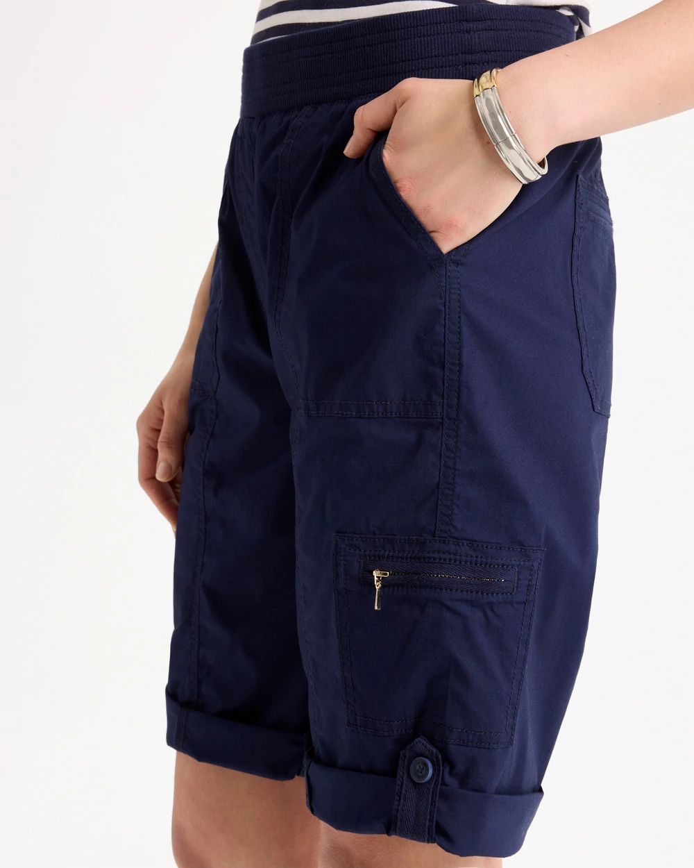 Poplin Cotton Roll-Tab Shorts