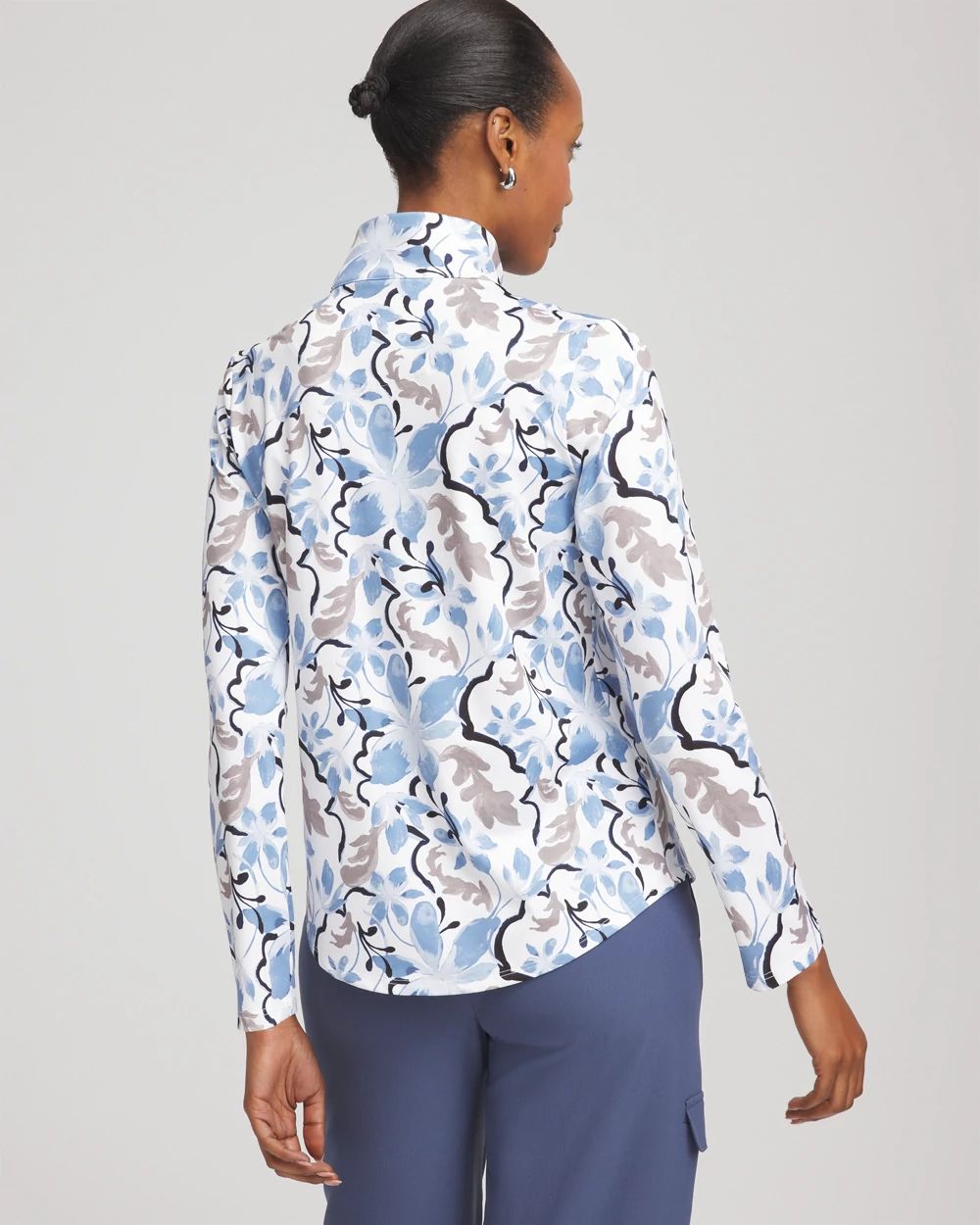 Zenergy® UPF Floral Half-Zip Mockneck Top