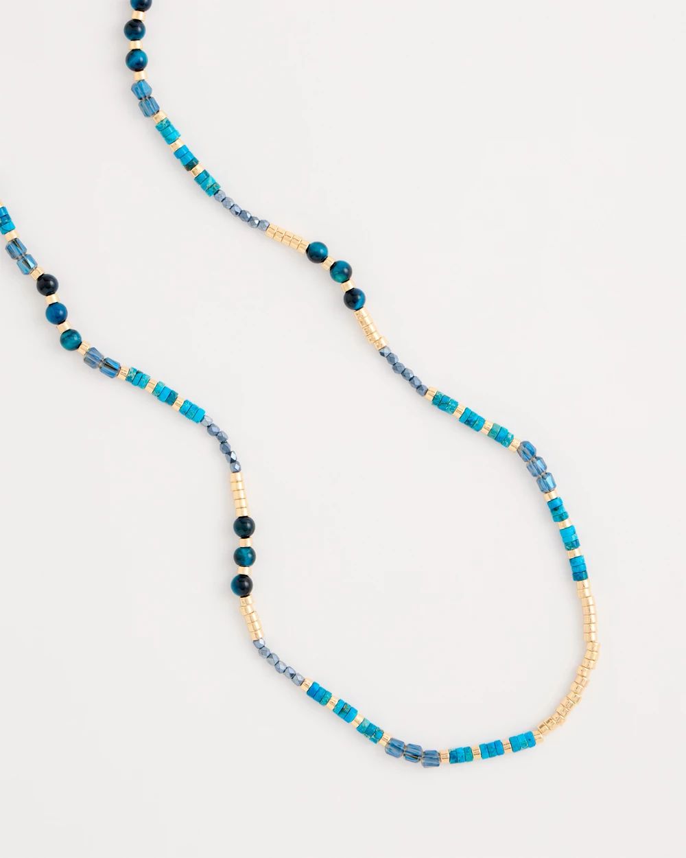 Genuine Stone Beaded Long Necklace click to view larger image.