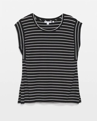 Stripe Cap Sleeve Tee