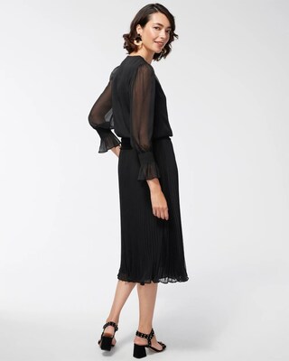 Crepe Pleated Midi Dress