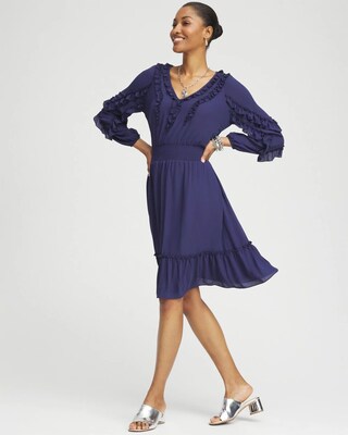 Ruffle Detail Smock Waist Dress click to view larger image.
