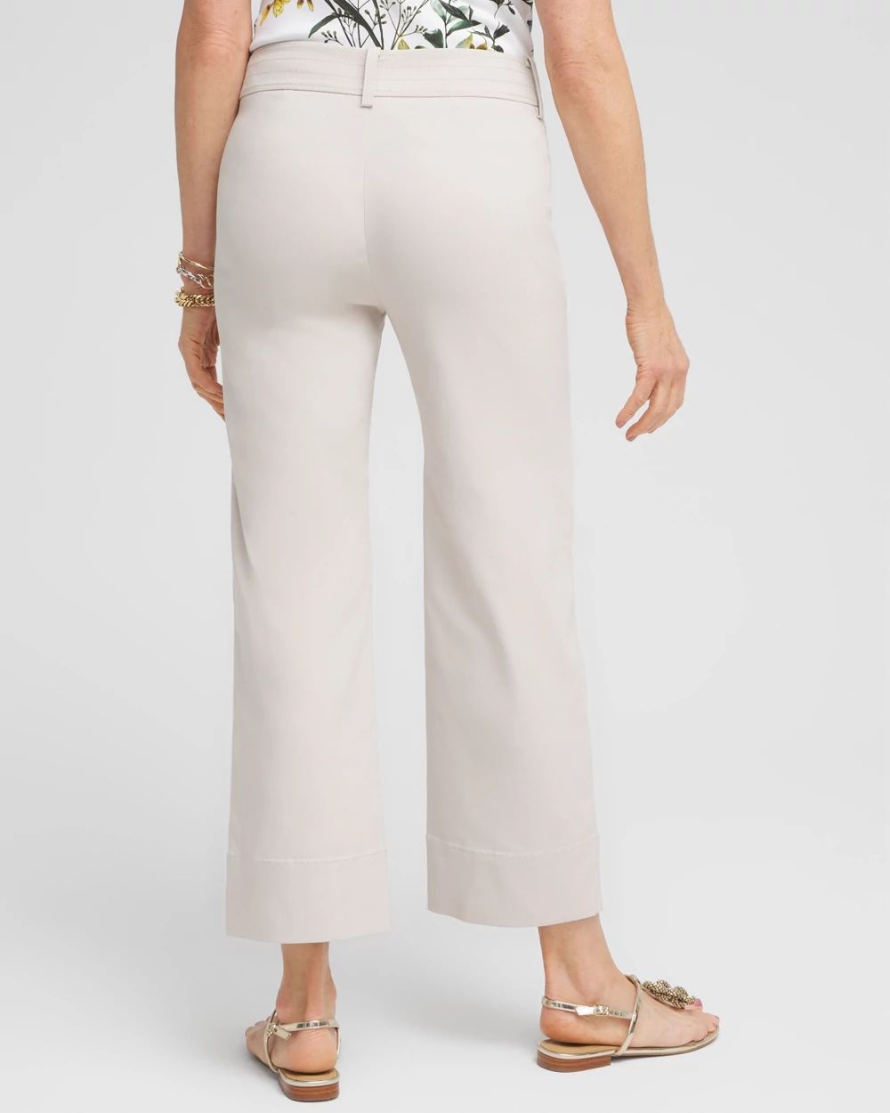 Trapunto Wide Leg Cropped Pants