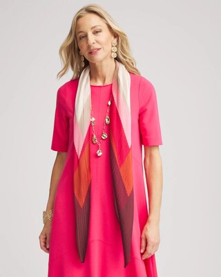 Pleated Colorblock Print Scarf