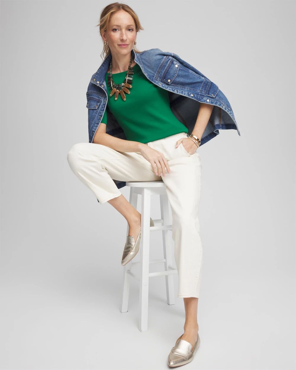 Pima Cotton Bateau-Neck Tee click to view larger image.
