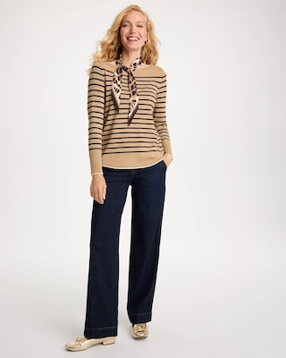 Refined Pull-On Wide-Leg Jeans
