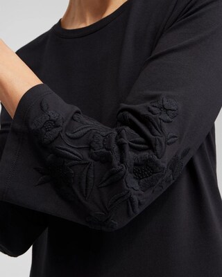 Floral Embroidered Sleeve Tee click to view larger image.