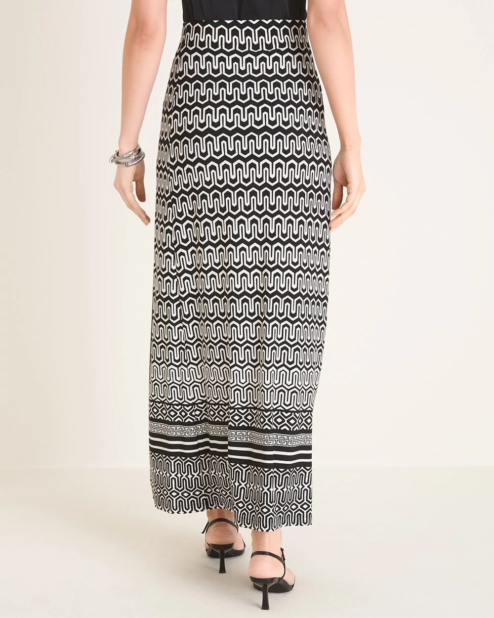 Black and White Printed Maxi Skirt