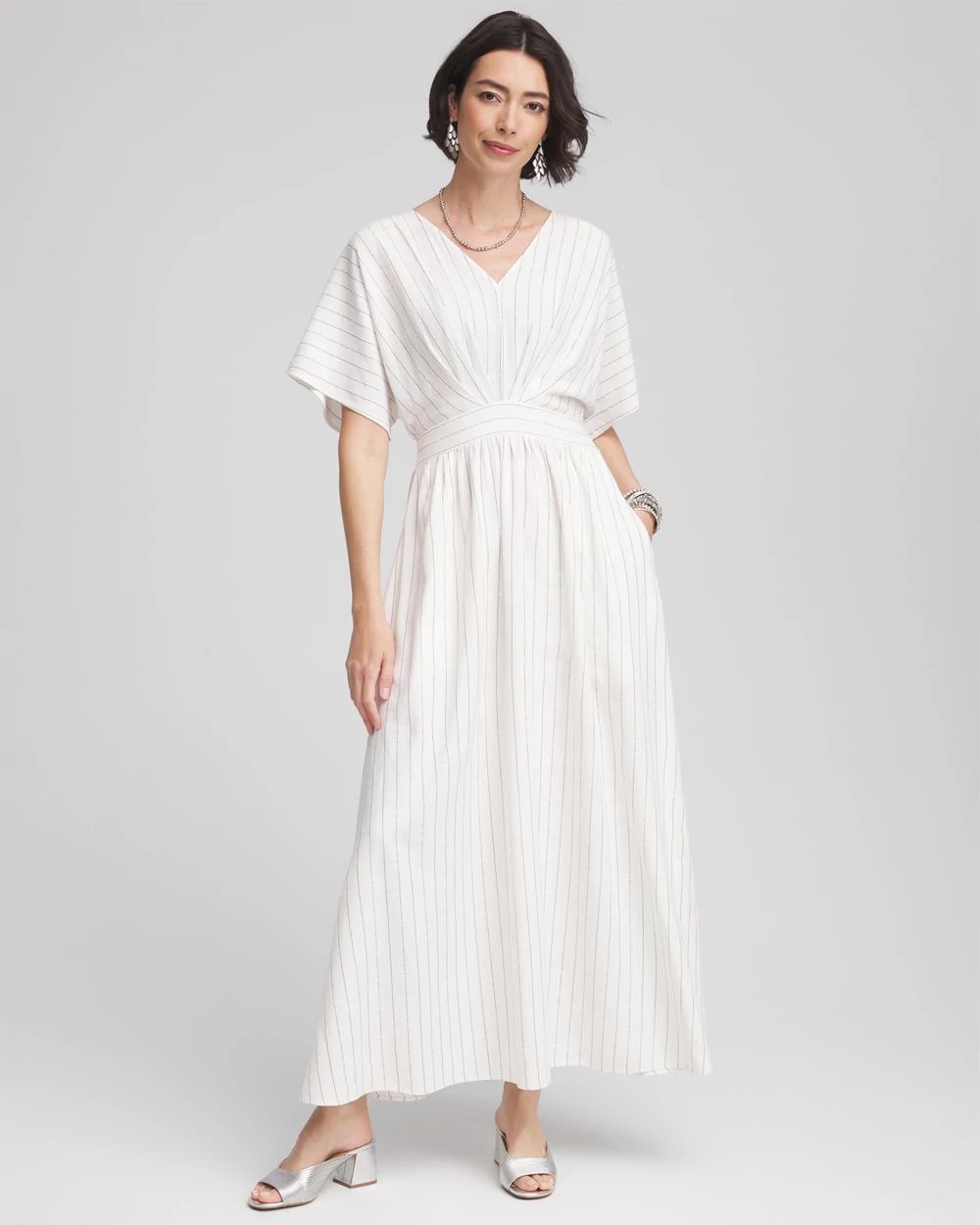 Metallic Striped Maxi Dress